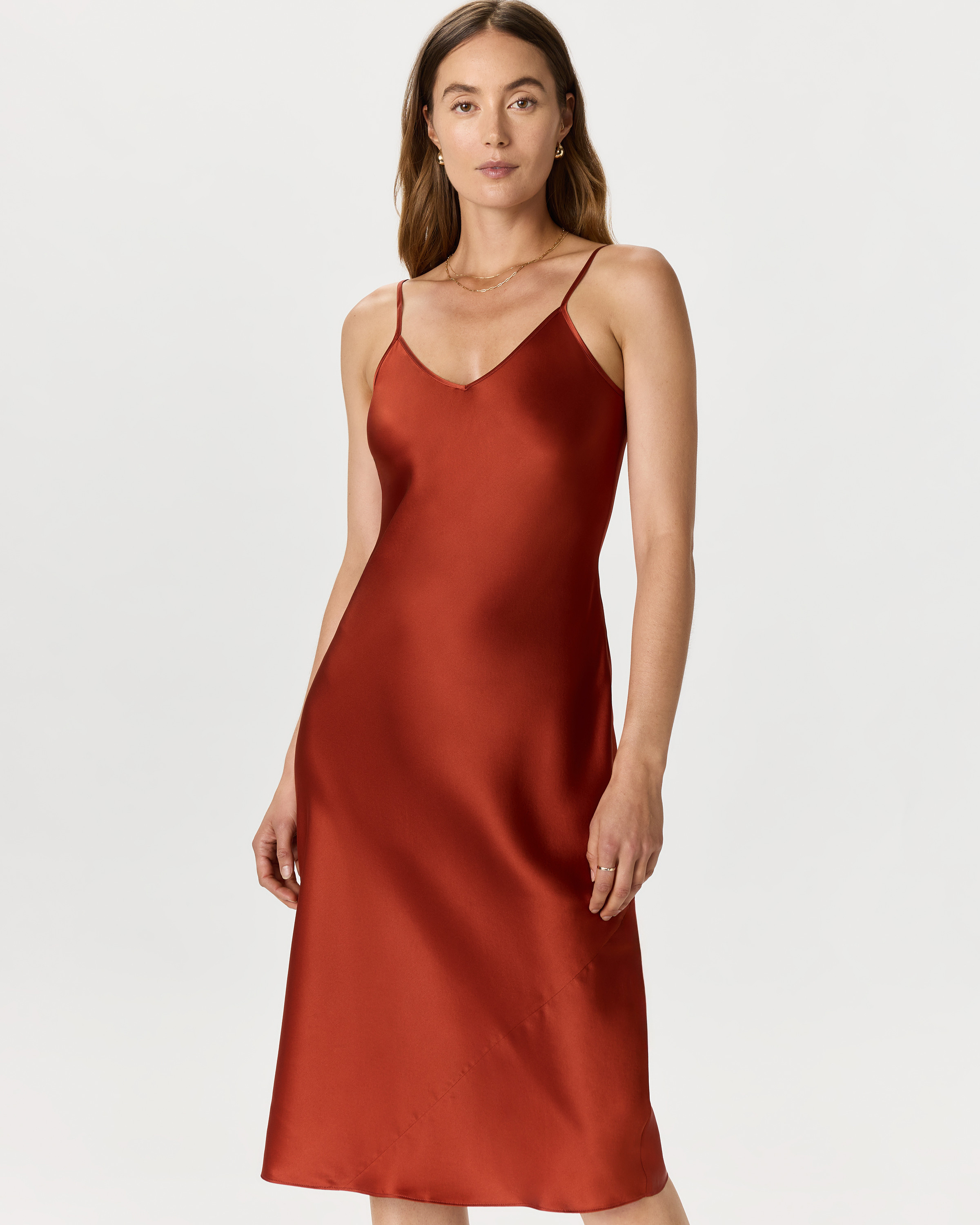 Quince | Women's Slip Dress in Paprika Red, Size Medium, Silk | Quince