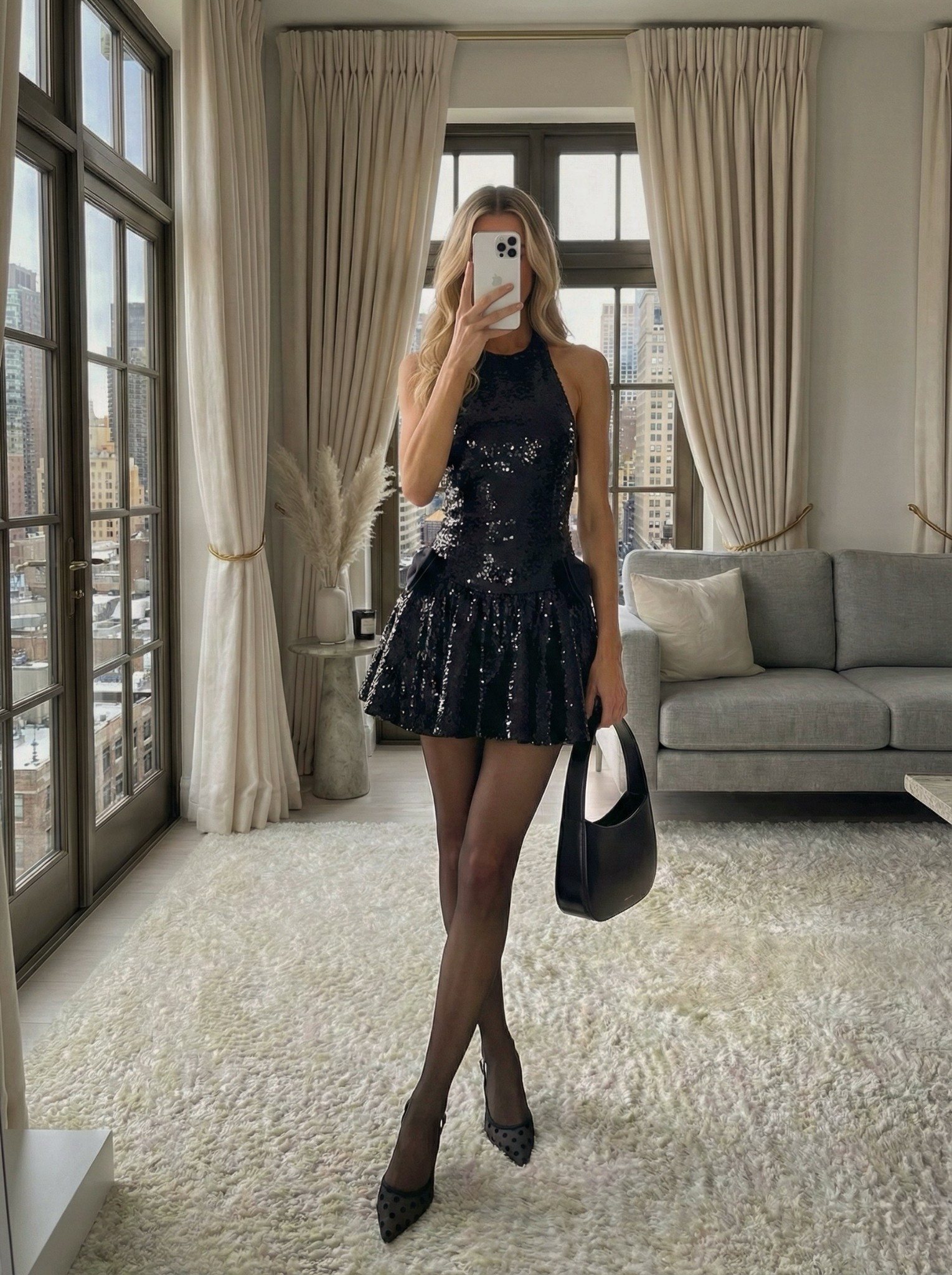 ✨ NYE Ready ✨
A sleek, sparkling moment for the holidays — this black sequin mini is the perfect mix of fun + elevated. Paired with sheer tights, classic heels, and a minimal top-handle bag for that effortlessly polished party look.

🖤 Style Notes:
• High-neck sequin mini for a chic, modern silhouette
• Sheer black tights to keep the look elegant
• Pointed heels for length + refinement
• Minimal black bag to let the dress shine

#LTKootd #LTKgrwm #LTKHoliday