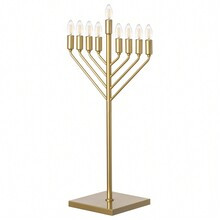 Gold Finish Menorah For Entryway, Living Room, Office, And Kitchen With LED Light Bulbs And Remote Control | SHEIN