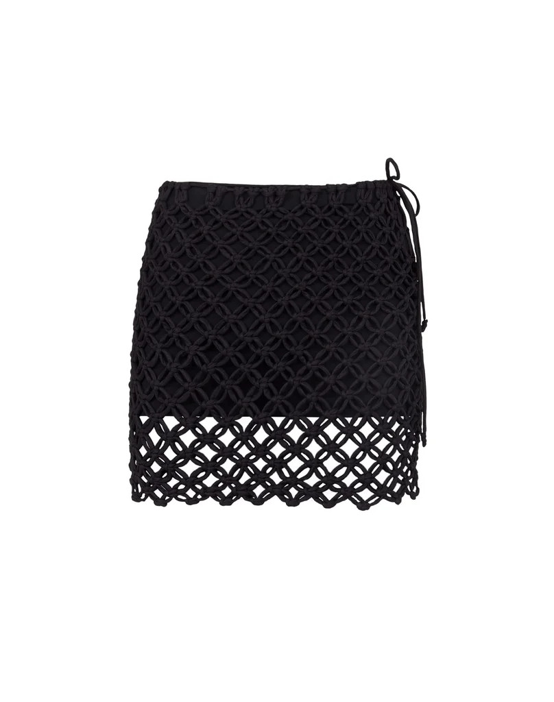 Gio Macrame Mini Skirt - Black | ViX Swimwear