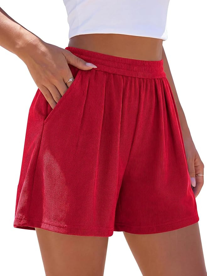 PRETTYGARDEN Womens Shorts Casual Dressy High Waisted Wide Leg Ruffle Comfy Sleep Lounge Shorts S... | Amazon (US)