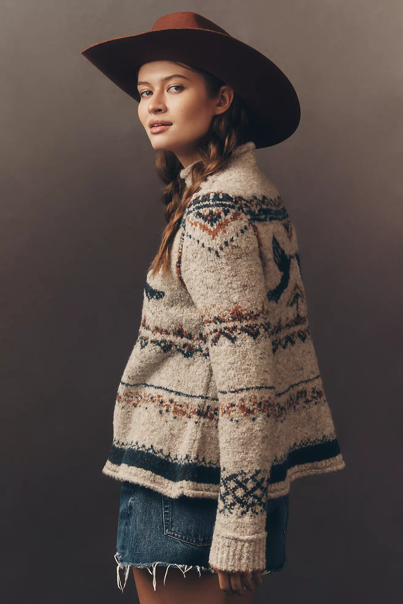Pilcro Long-Sleeve Mock-Neck Bird Sweater | Anthropologie (US)