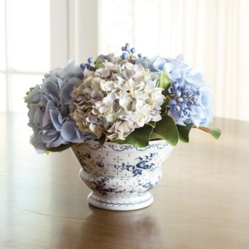 Hydrangea & Berry Floral Arrangement in Planter | Ballard Designs | Ballard Designs, Inc.