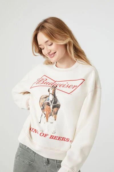 Fleece Budweiser Graphic Pullover | Forever 21