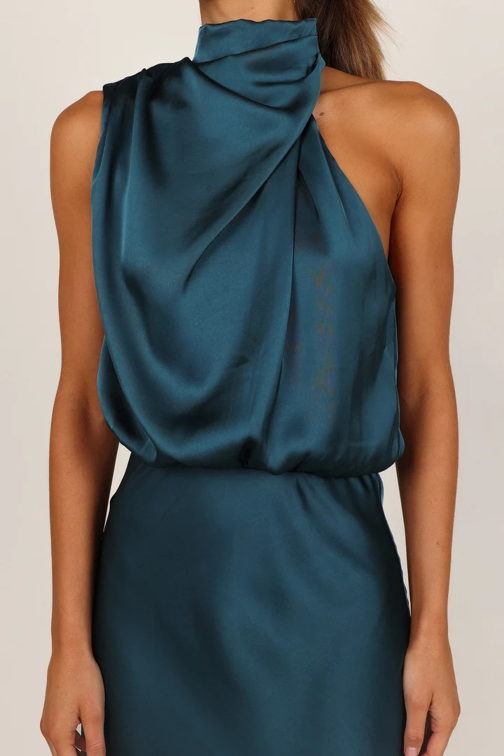 Anabelle Halter Neck Midi Dress - Teal | Petal & Pup (US)