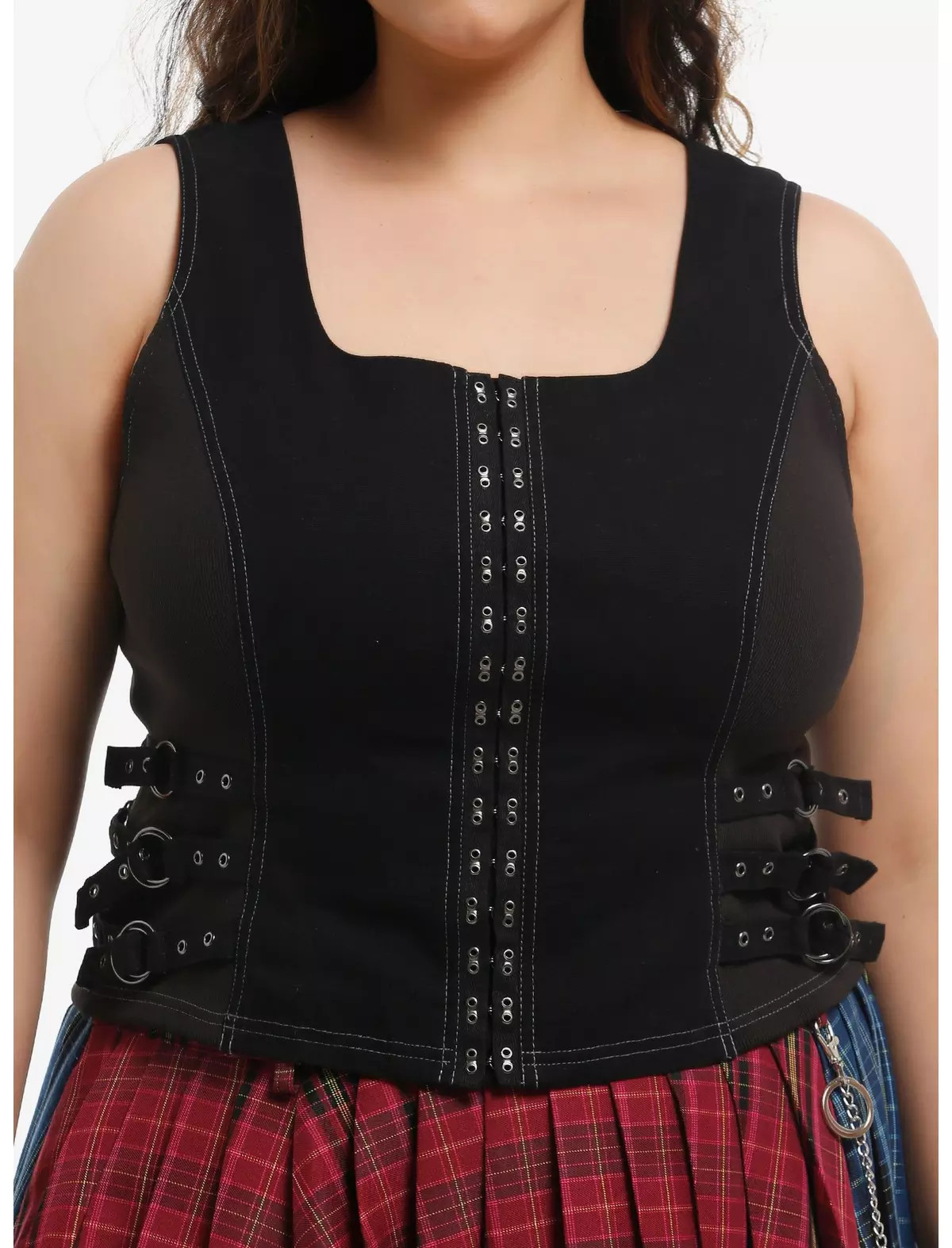 Social Collision Black Hook & Eye Girls Tank Top Plus Size | Hot Topic | Hot Topic