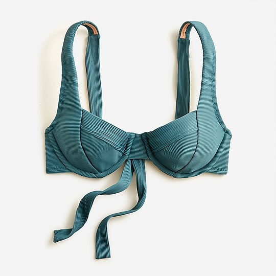 Ribbed cross-back underwire bikini top- Swim 2022 | J. Crew US