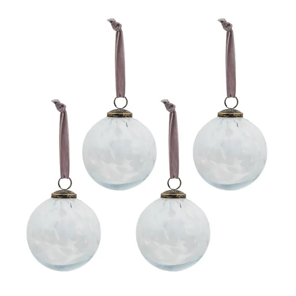 Pack of 4 Milo White Baubles | Dunelm (migrated)