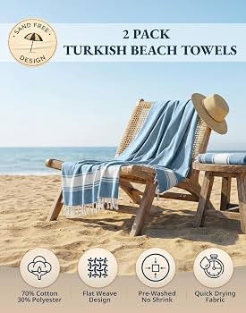 LANE LINEN Beach Towels for Women, 2 Pack Large Beach Towels Oversized, Pre-Washed, No-Shrink San... | Amazon (US)