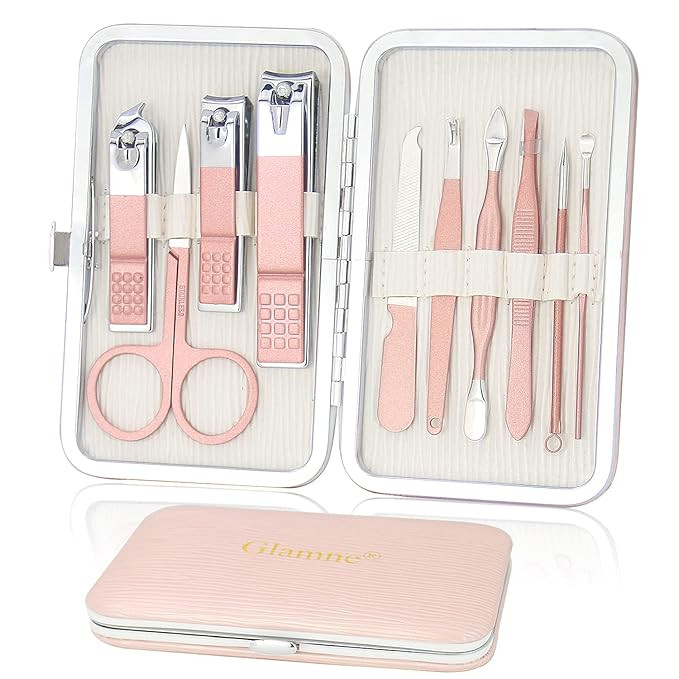 Glamne Manicure Pedicure Set Tools Professional Stainless Steel Nail Care Kits with Leather Trave... | Amazon (US)