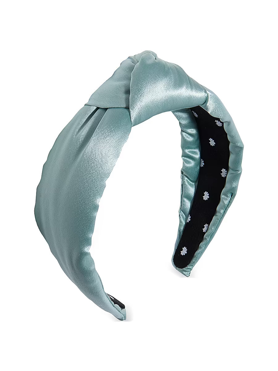 Women's Silk-Blend Knotted Headband - Stone Blue | Saks Fifth Avenue