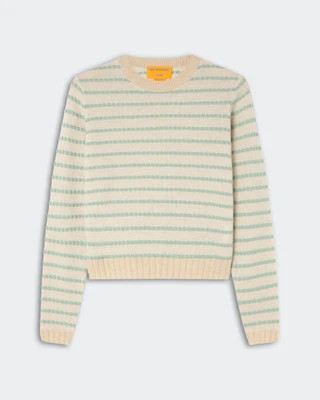 Pebble Stripe Shrunken Crew - Sandstone Combo | Guest In Residence