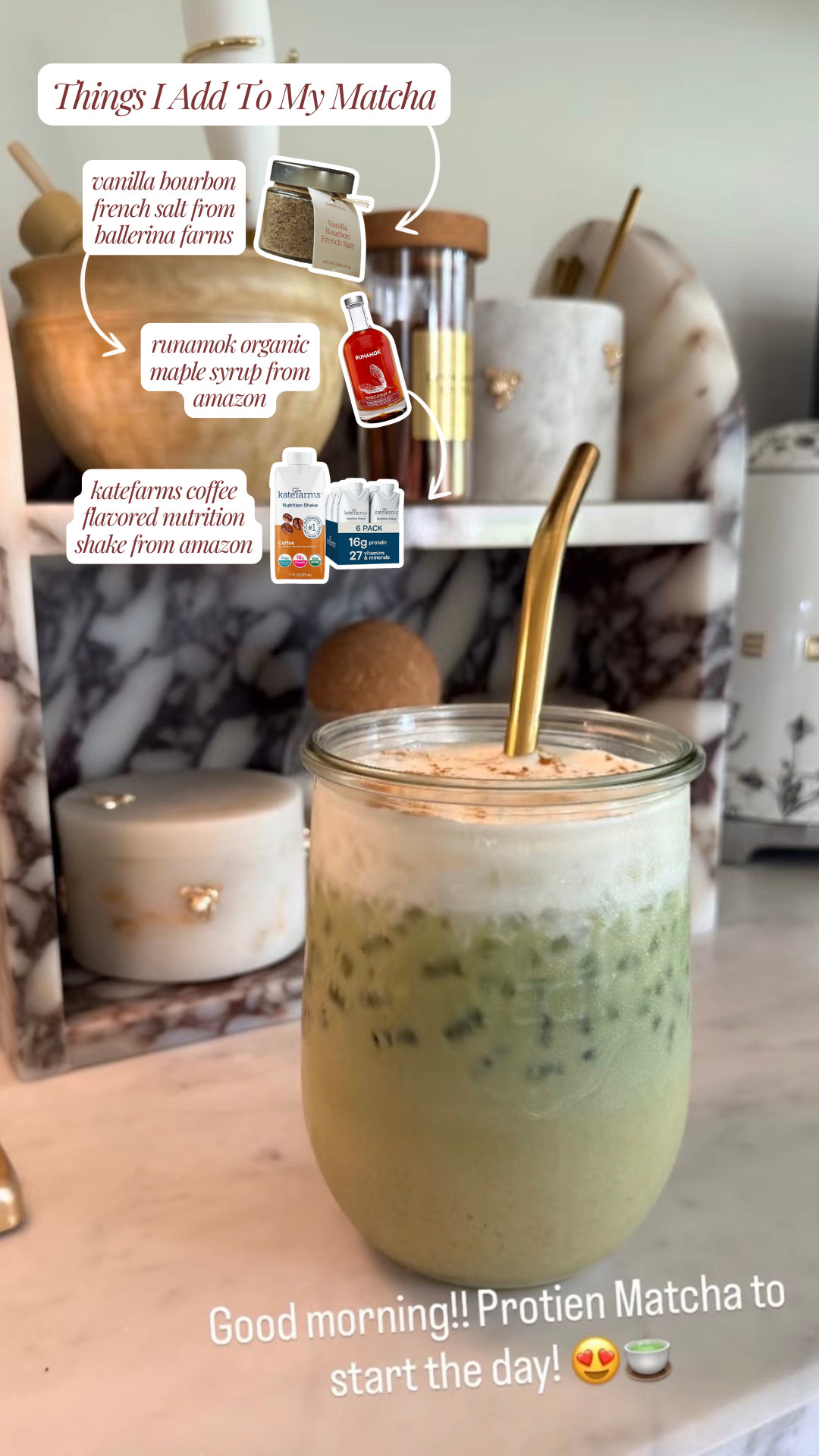 Good morning, besties! ☀️ Green juice who? We are starting the day off right with a cozy, iced protein matcha latte to elevate the morning routine. 🍵✨



Everything you need to recreate this drink—minus the French salt—is linked below! While you're there, you can also shop my entire coffee bar organization setup and all my aesthetic kitchen favorites to romanticize your mornings. ☕️🤎



Follow for more @OPERATION_NIKI on IG, TikTok, & Facebook



#MorningRoutine #MatchaLatte #ProteinMatcha #CoffeeBarOrganization #AmazonFinds #AmazonHome #AestheticKitchen #MatchaTime #SatisfyingVideos #LTKKitchen #MorningVibes

#LTKHome #LTKmorningroutine #LTKfoodie #LTKHome