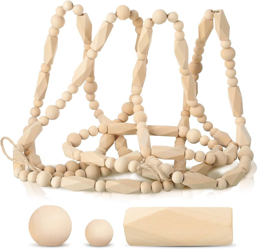 Jetec 12 Feet Christmas Wood Bead Garland Boho Garland Christmas Wooden Garland Christmas Rustic ... | Amazon (US)