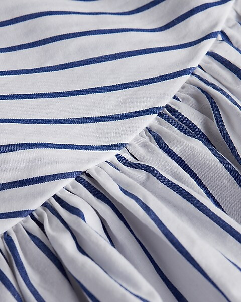 Striped Off The Shoulder Twist Front Peplum Top | Express