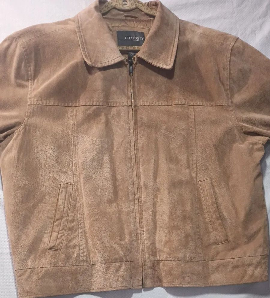 Cezani Suede Leather Coat Men Size XL Tan Long Sleeve . Lined Inner Pockets.  | eBay | eBay US