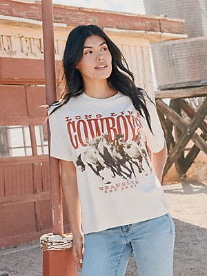 Stampeding Stallions Girlfriend Graphic Tee in Egret | Wrangler