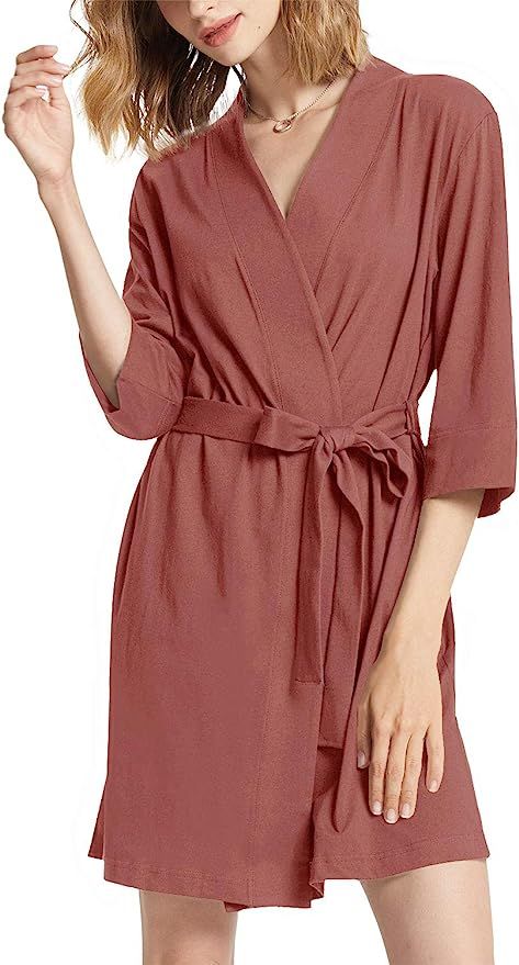 SIORO Womens Cotton Robe Kimono Lightweight Robes Short Knit Bathrobe Soft House Sleepwear Ladies... | Amazon (US)