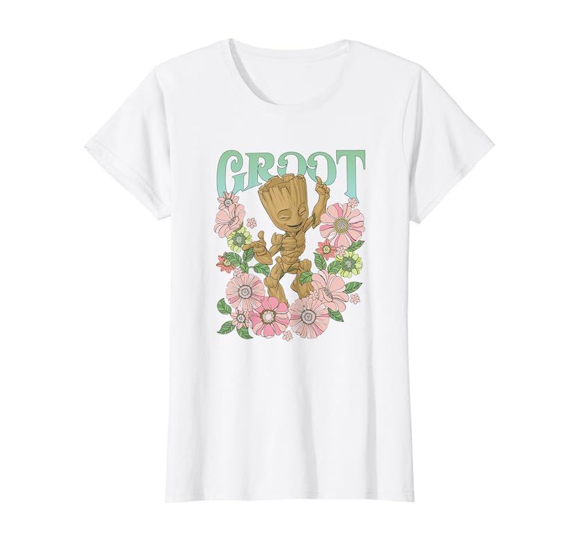 Marvel Guardians Of The Galaxy Groot Floral Dance Poster T-Shirt | Amazon (US)