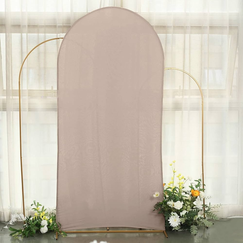 Efavormart 7ft Nude Spandex Fit Round Top Backdrop Frame Stand Cover, 2-Sided Wedding Arch Cover | Amazon (US)