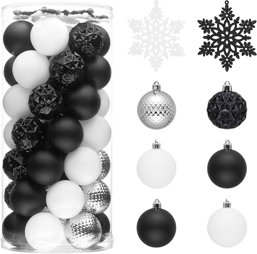 Valery Madelyn Christmas Tree Decorations Ornament Set for Fall Halloween Decor, 50ct Black and W... | Amazon (US)