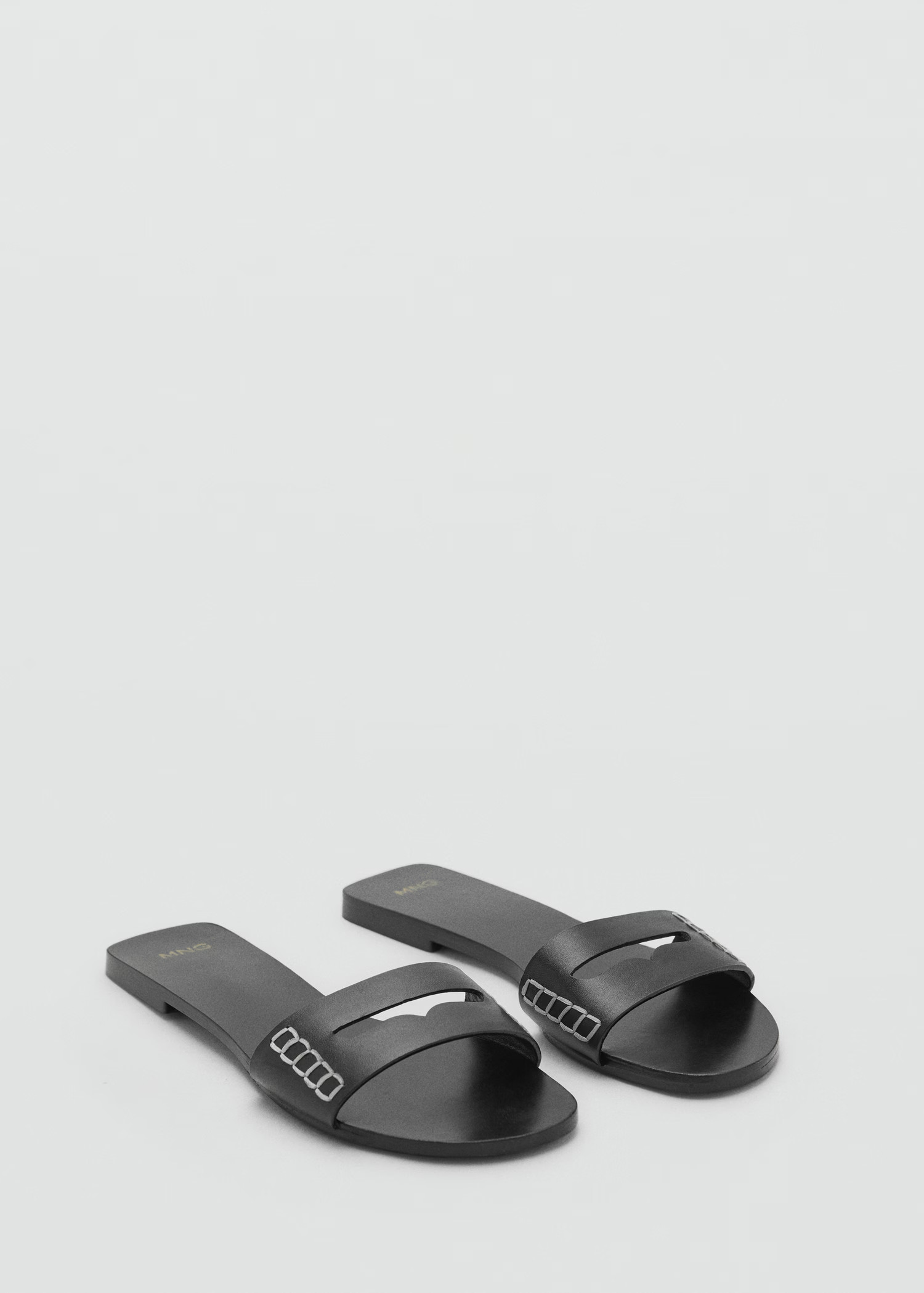 Leather sandals with a wide strap - Women | MANGO United Kingdom | MANGO (UK)