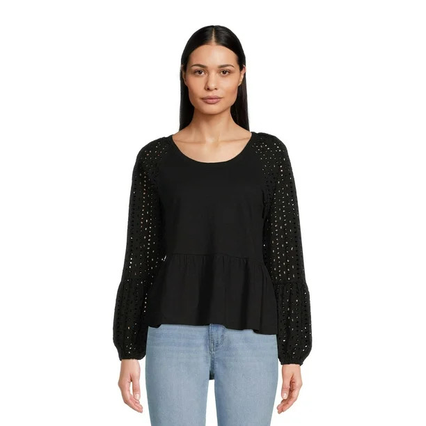 Time And Tru Women's Eyelet Top | Walmart (US)