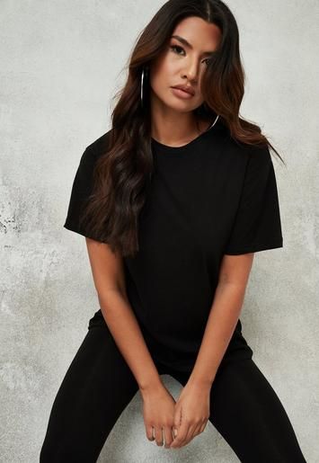 Missguided - Black Drop Shoulder Oversized T Shirt | Missguided (UK & IE)