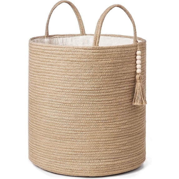 TAVENE 15"Wx17.7"L Tall Wicker Laundry Basket with Handles - Natural Rope Woven Storage Basket Wo... | Walmart (US)