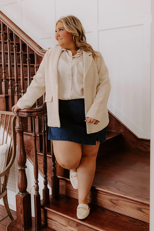 Boho Chic Crochet Blazer in Oatmeal Curves | Impressions Online Boutique