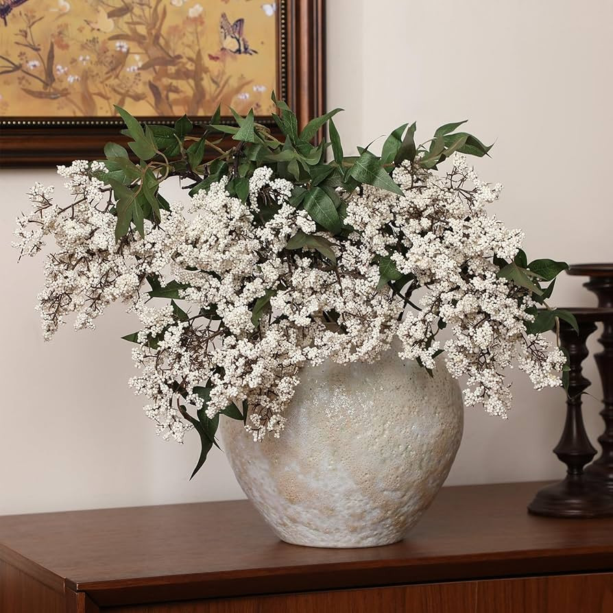 Zeyune 3 Pcs Artificial White Berry Stem 35 Inch Spring Faux Flowers Picks Branches Fake Realisti... | Amazon (US)