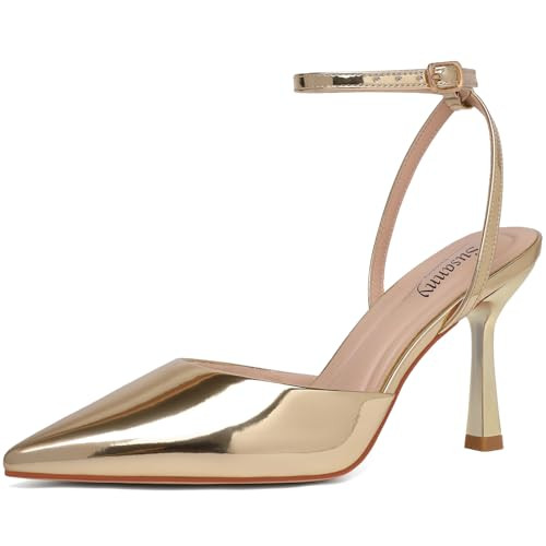 Susanny Heels for Women Stiletto Closed Pointed Toe Backless Dress Shoes High Heels Sexy Kitten P... | Amazon (US)