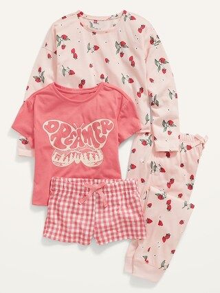 4-Piece Jersey-Knit Printed Pajama Set for Girls | Old Navy (US)