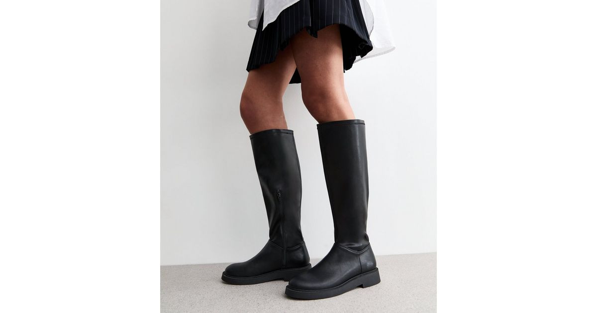 Black Leather-Look High Leg Boots
						
						Add to Saved Items
						Remove from Saved Items | New Look (UK)