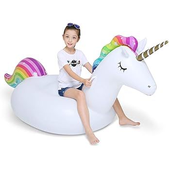 Jasonwell Big Inflatable Unicorn Pool Float Floatie Ride On with Fast Valves Large Rideable Blow ... | Amazon (US)