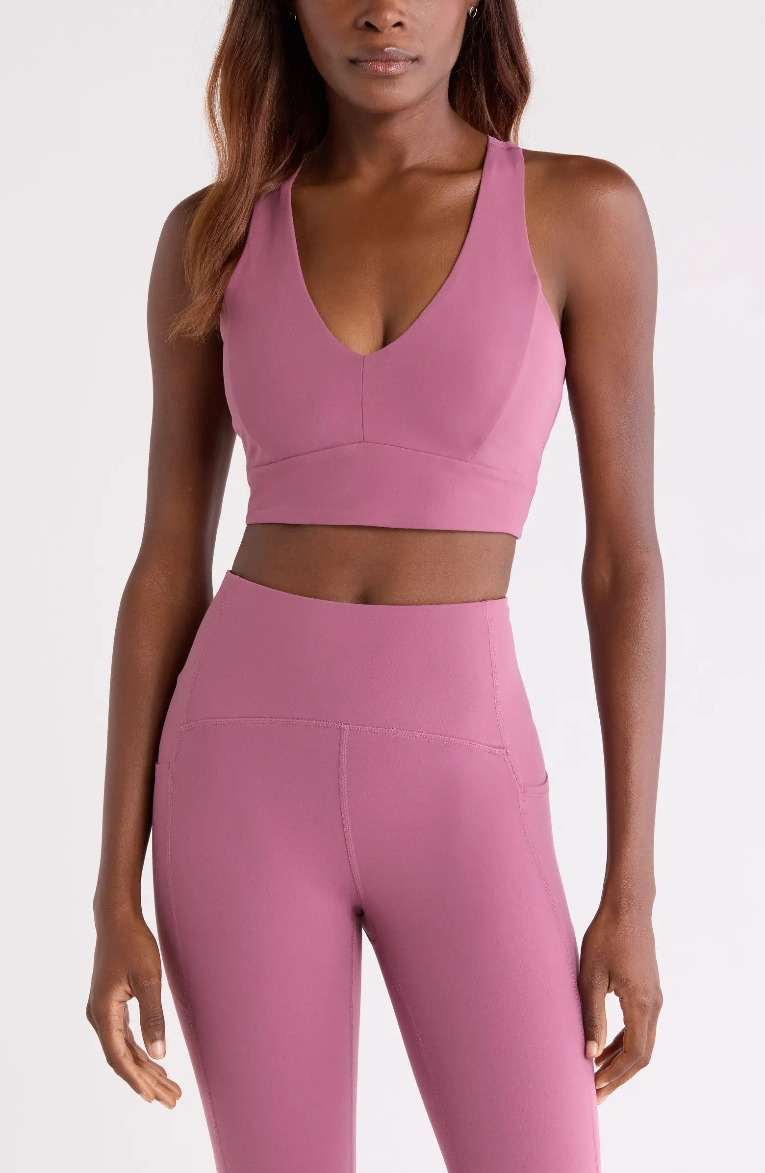 Studio Luxe V-Neck Racerback Sports Bra | Nordstrom