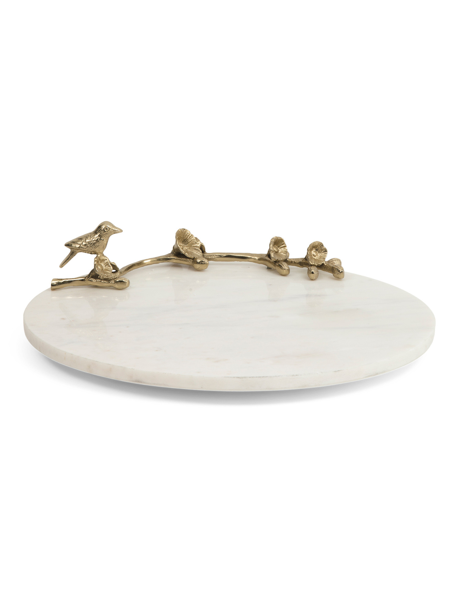 15in Marble Lazy Susan With Gold Tone Flower Applique | TJ Maxx