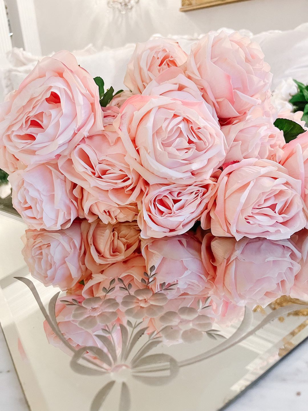 Premium Real Touch “Nana” Ruffled Baby Pink Garden Rose | Etsy (US)