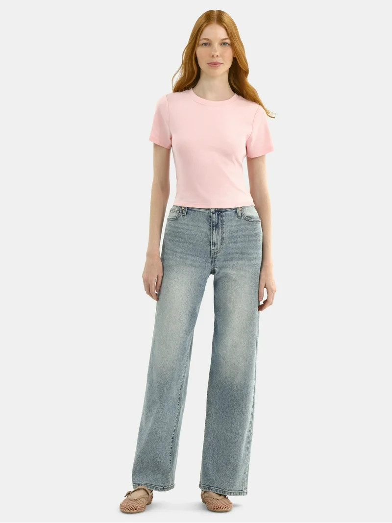 No Boundaries High-Rise Wide-Leg Baggy Pants, 30'' Inseam, Women’s | Walmart (US)