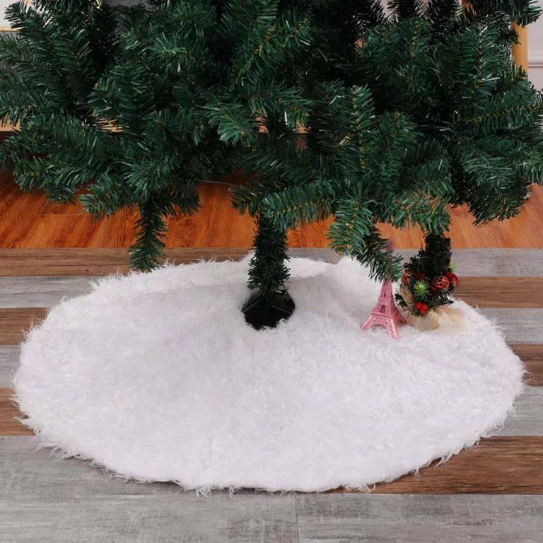Christmas Tree Skirt Large Snowy White Faux Fur Xmas Tree Skirt for Christmas Decorations Indoor ... | Walmart (US)