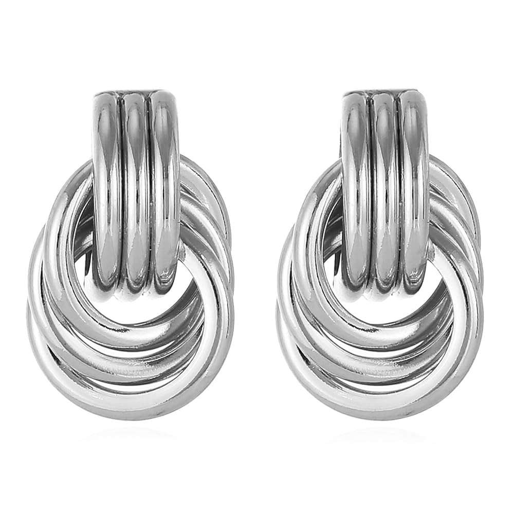 14K Gold Plated Knot Earrings for Women Gold Silver Earrings Heart Link Drop Dangle Earring Chunk... | Amazon (US)