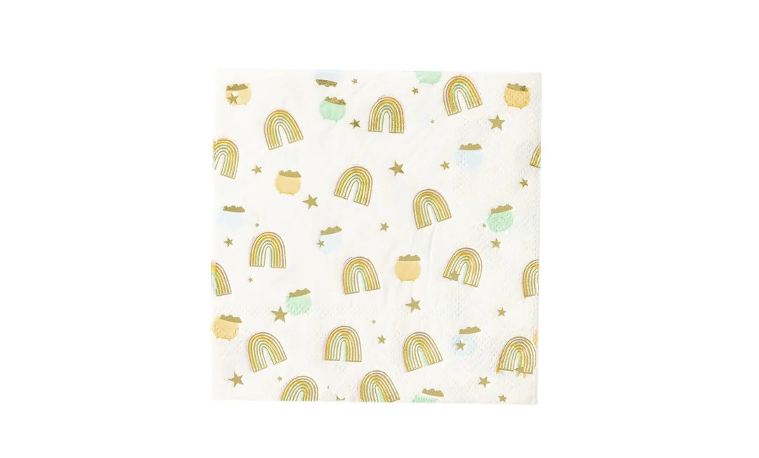 St. Patrick's Day Napkins, Pot of Gold Napkins, Rainbow Napkins, Pastel and Gold Foil, Lucky Clov... | Etsy (US)