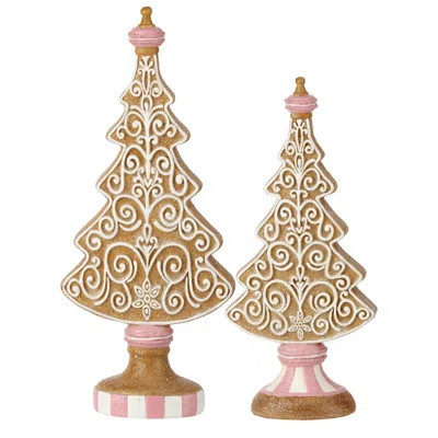 11" Resin Icing Gingerbread Trees Set of 2 | Wayfair North America