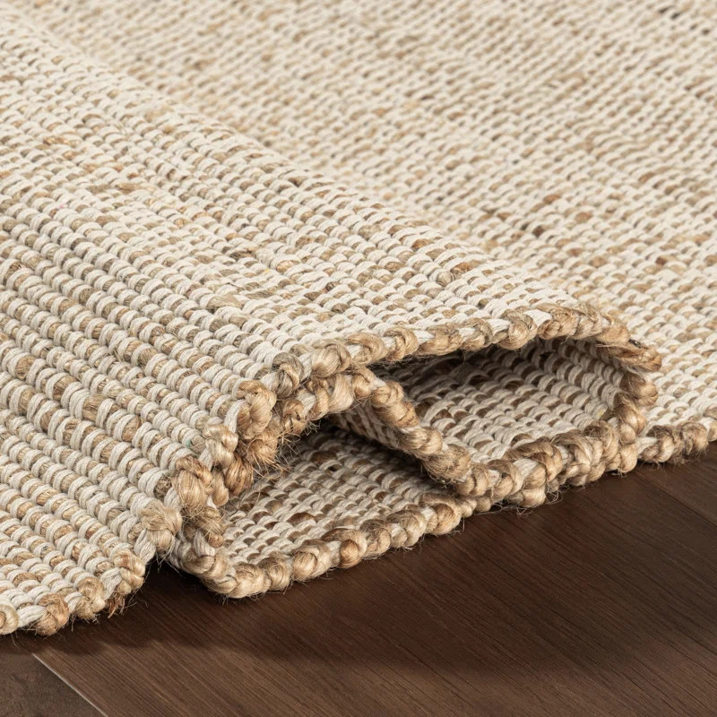 Helton Farmhouse Jute Blend Natural Tan Area Rug | Wayfair North America
