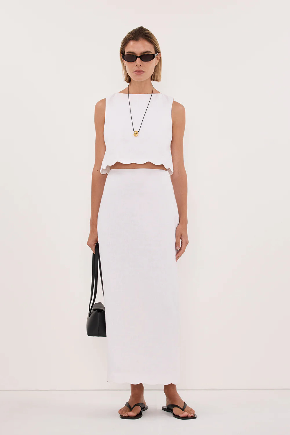 LELA WHITE LINEN CROP TOP | DISSH