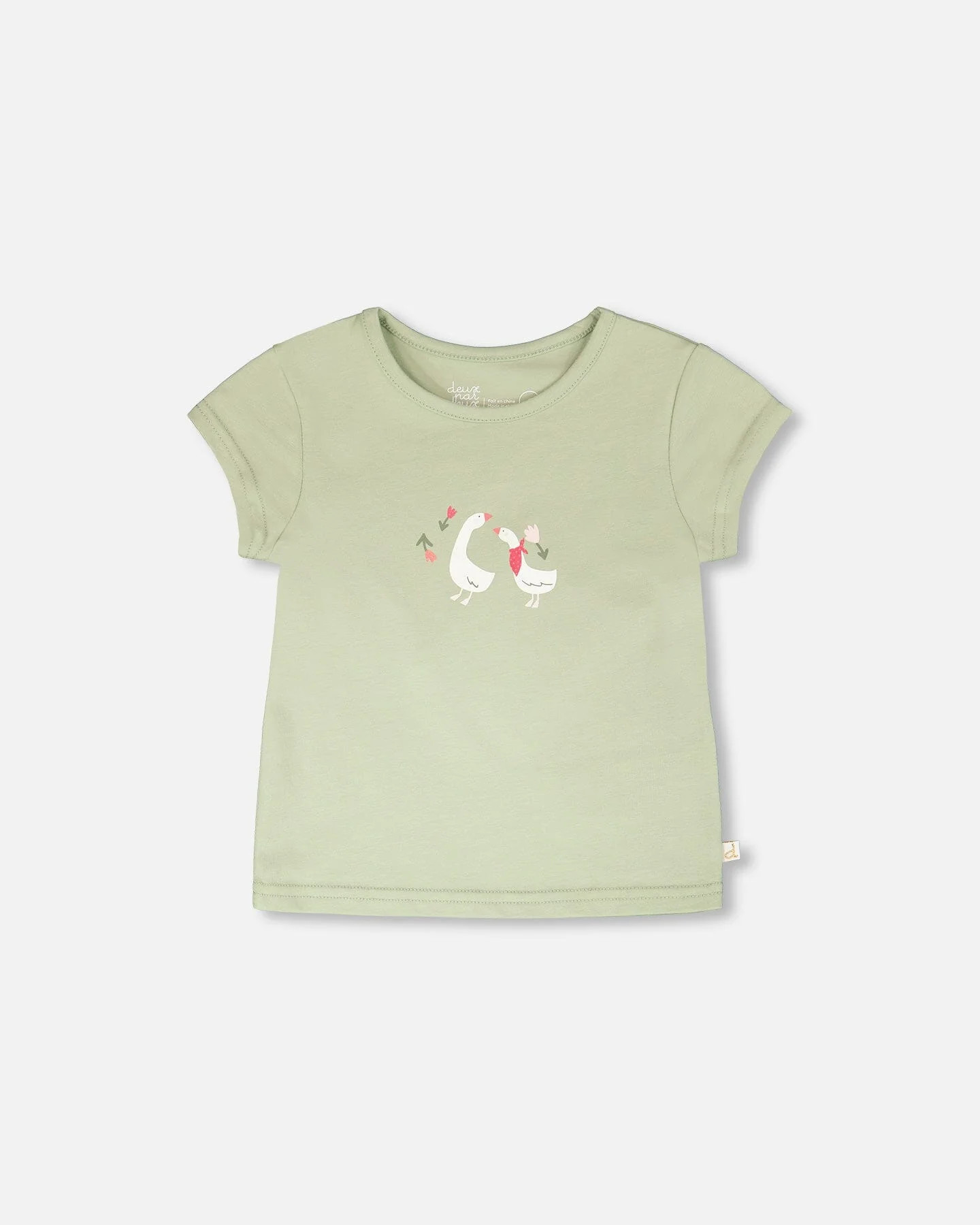 Organic Cotton Jersey T-Shirt Light Khaki Green - Deux par Deux | Deux par Deux Childrens Designer Clothing