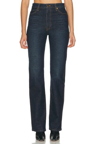 KHAITE Danielle Straight Leg in Lansing - Blue. Size 30 (also in 23, 25, 26, 28, 29, 31, 32). | FWRD 
