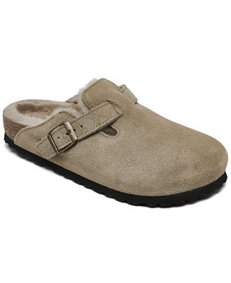 Birkenstock Women's Boston Shearling Suede Leather Clogs from Finish Line - Macy's | Macy's