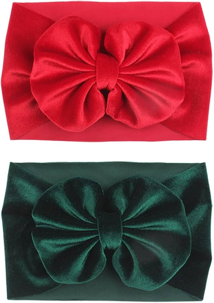 YanJie Baby Girl Bows Christmas Velvet Baby Headbands Big Baby Bows Wide Head Wrap Hair Accessori... | Amazon (US)