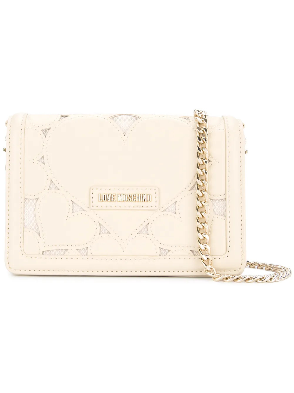 Love Moschino hearts chain strap crossbody bag - White | FarFetch US
